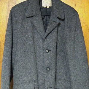 100% Wool Grey Overcoat, Peacoat, Size 38